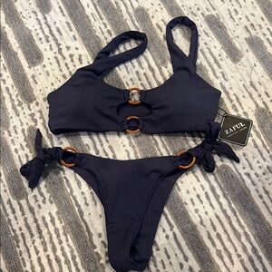 Zaful Blue Bikini Set with Sports Bra Top